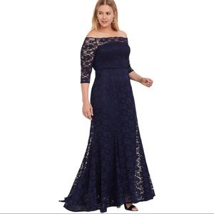 NWT Torrid Special Occasion Lace Off The Shoulder Gown In Navy Size 22